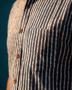 Indigo Stripes - Handblock Print - Men’s Pure Cotton Regular Shirt