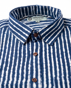 Indigo Stripes - Handblock Print - Men’s Pure Cotton Regular Shirt