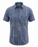 Indigo Stripes - Handblock Print - Men’s Pure Cotton Regular Shirt