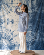 Indigo Stripes - Handblock Print - Adults Pure Cotton Short Kurta