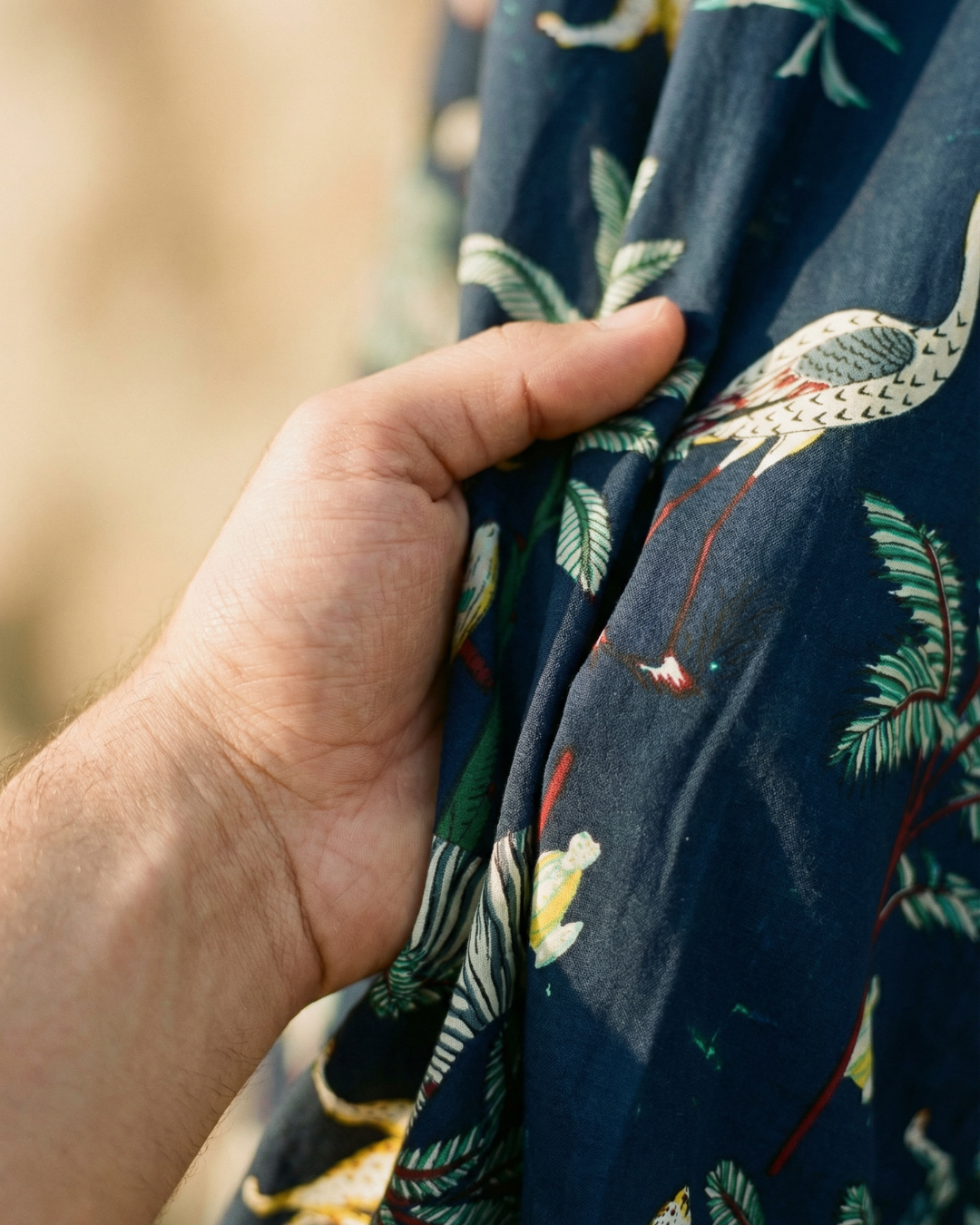 Jungle Blue - Sanganeri Print - Unisex Pure Cotton Cuban Collar Shirt