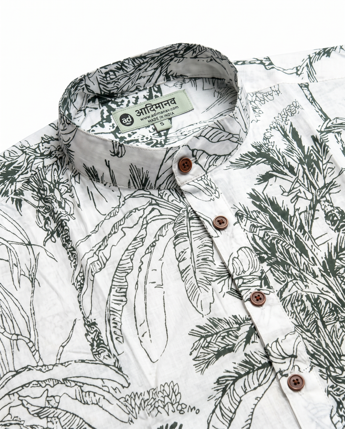 Jungle Safari - Handblock Print - Mens Pure Cotton Short Kurta