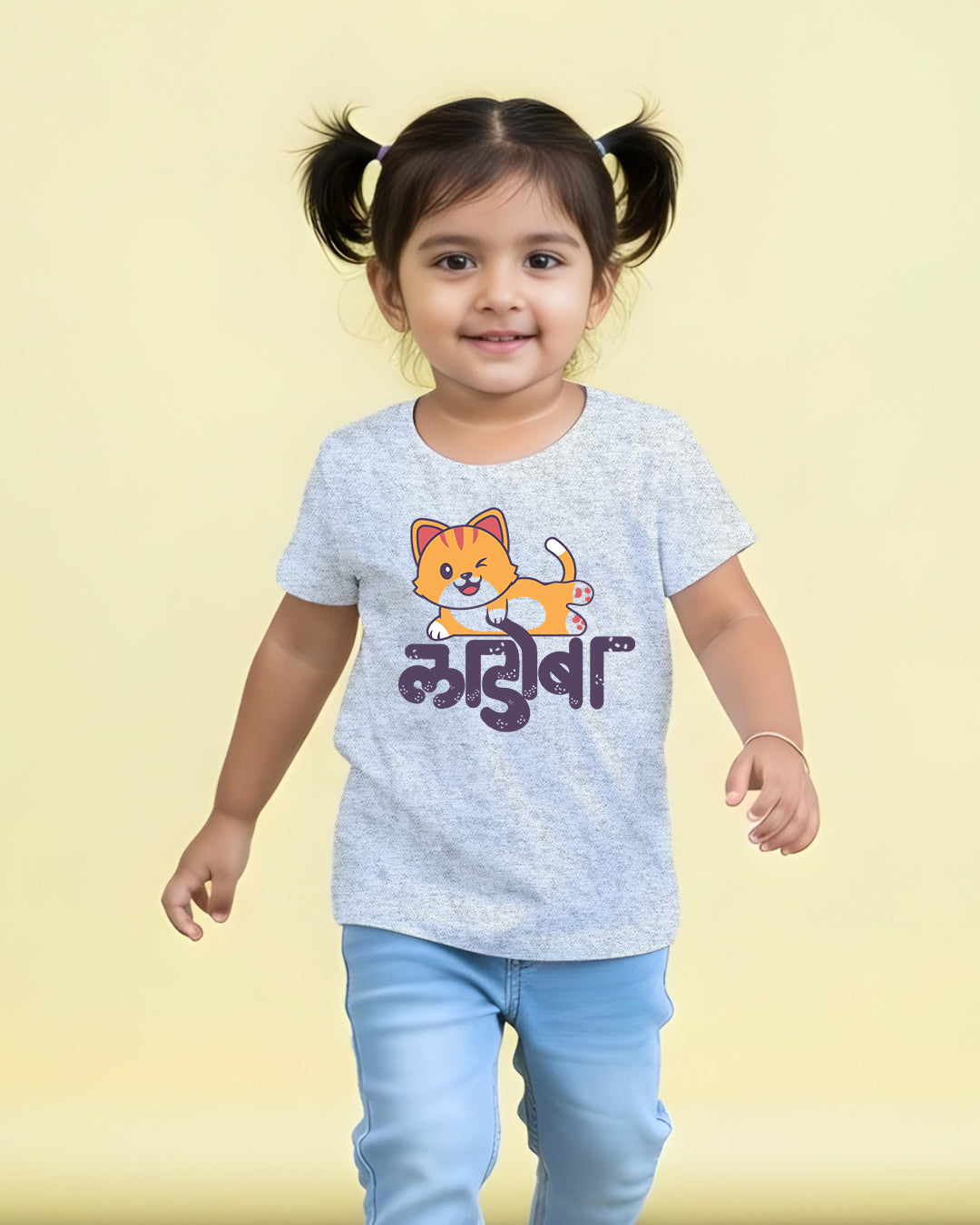 Ladoba - White Melange - Unisex Kids T-shirt – Adimanav Studios