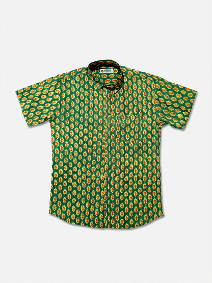 Leafy Green - Handblock Print - Men’s Pure Cotton Regular Shirt