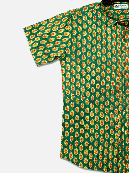 Leafy Green - Handblock Print - Men’s Pure Cotton Regular Shirt