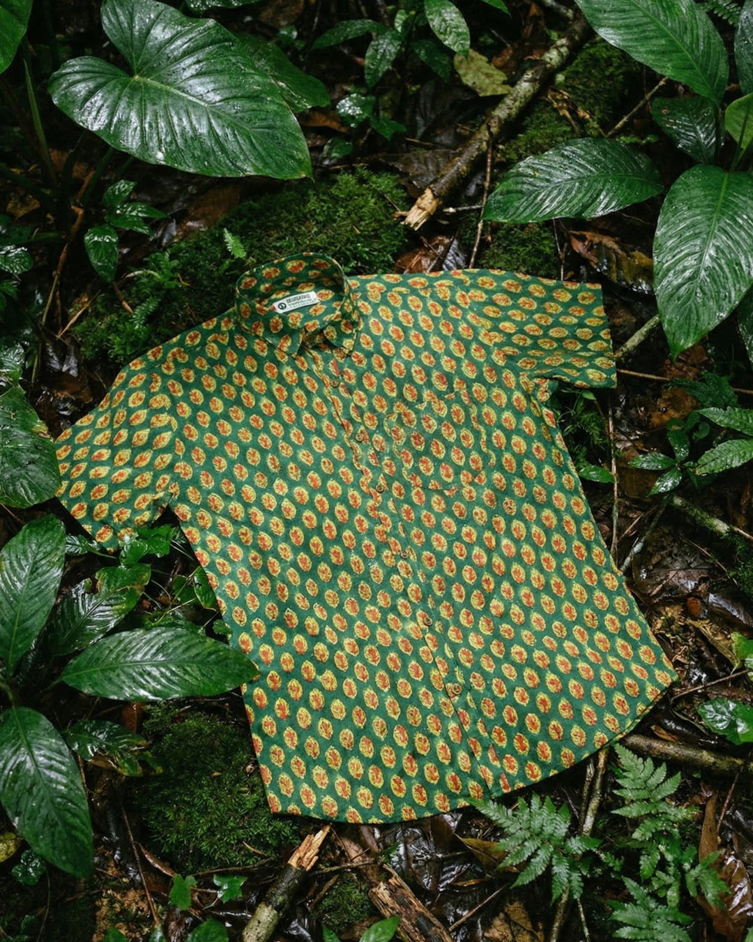 Leafy Green - Handblock Print - Men’s Pure Cotton Regular Shirt