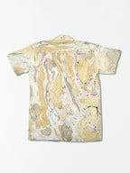 Marble Gold - Handblock Print - Unisex Pure Cotton Cuban Collar Shirt