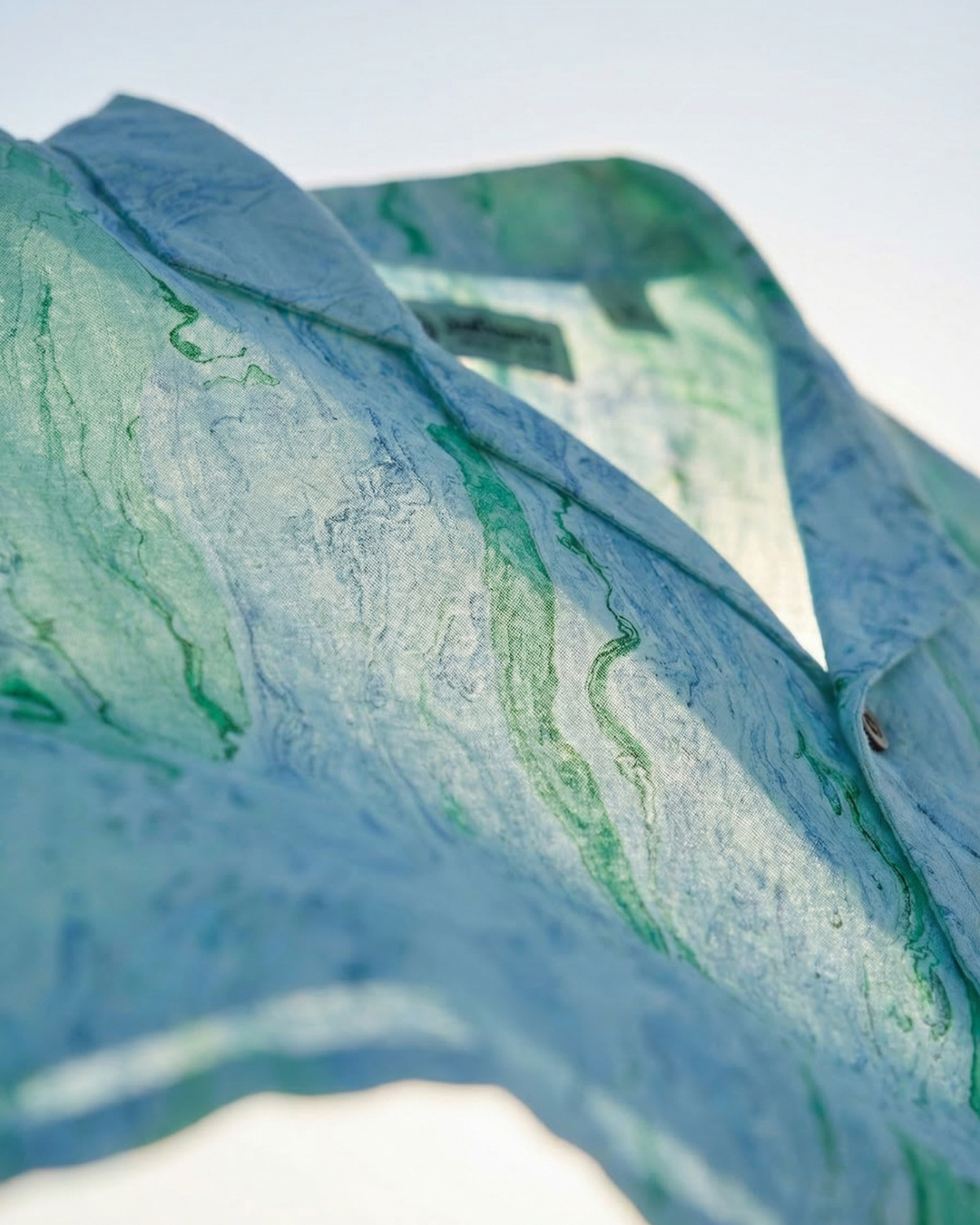Marble Sea - Handblock Print - Unisex Pure Cotton Cuban Collar Shirt