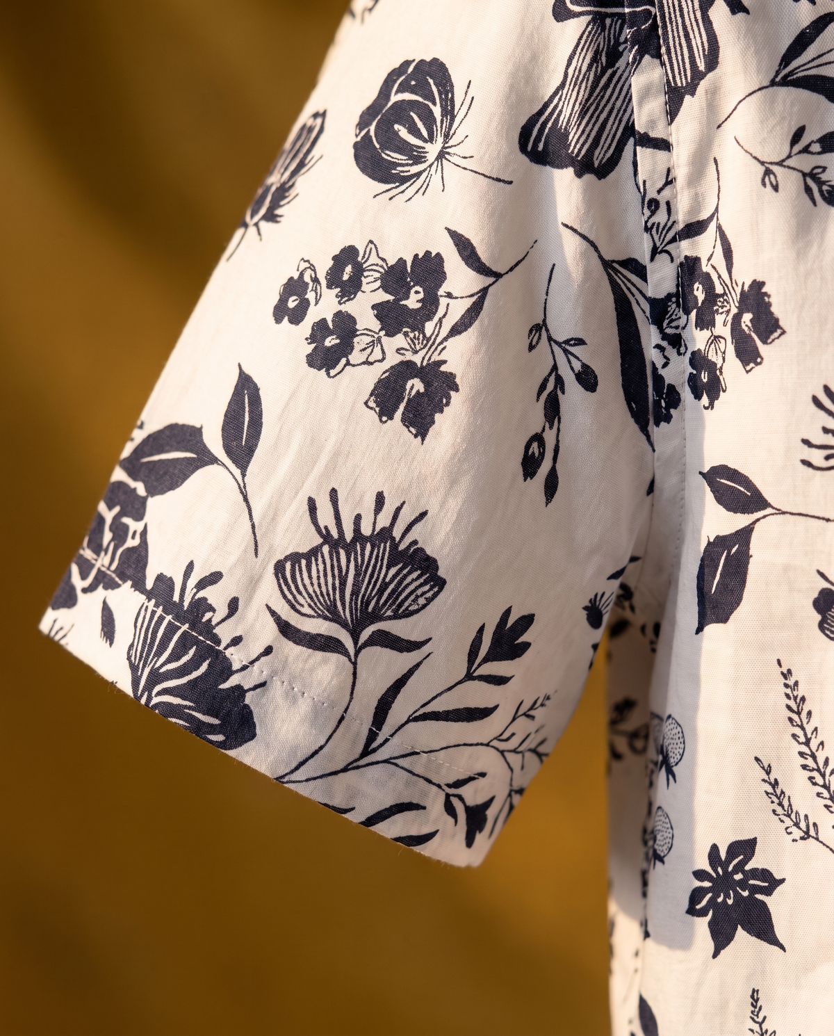 Monochrome Garden - Sanganeri Print - Men’s Pure Cotton Regular Shirt
