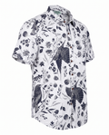 Monochrome Garden - Sanganeri Print - Men’s Pure Cotton Regular Shirt