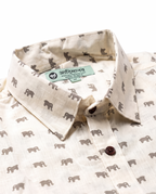 Olive Elephants - Handblock Print - Men’s Pure Cotton Regular Shirt