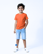 Orange Half Sleeve Plain Kids T-Shirt