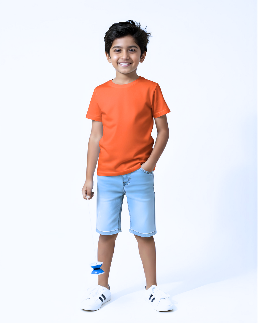 Orange Half Sleeve Plain Kids T-Shirt