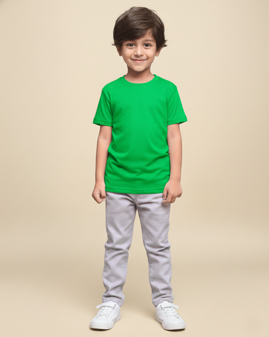 Parrot Green Half Sleeve Plain Kids T-Shirt