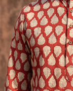 Peepal Leaves Terracotta - Handblock Print - Adults Pure Cotton Short Kurta