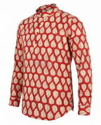 Peepal Leaves Terracotta - Handblock Print - Mens Pure Cotton Short Kurta