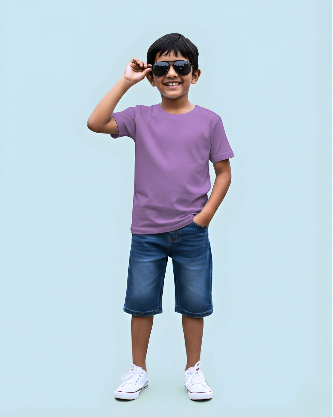Purple Half Sleeve Plain Kids T-Shirt