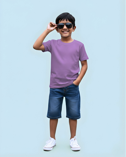 Purple Half Sleeve Plain Kids T-Shirt