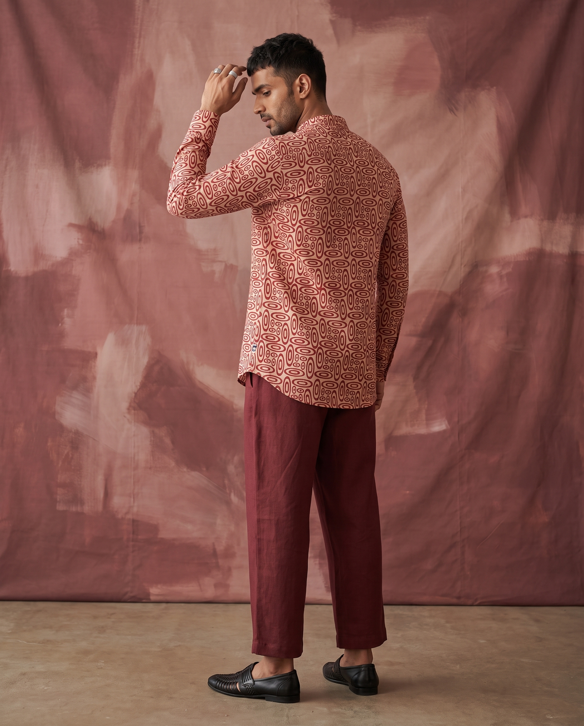 Red Ovals - Handblock Print - Adults Pure Cotton Short Kurta