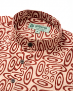 Red Ovals - Handblock Print - Mens Pure Cotton Short Kurta
