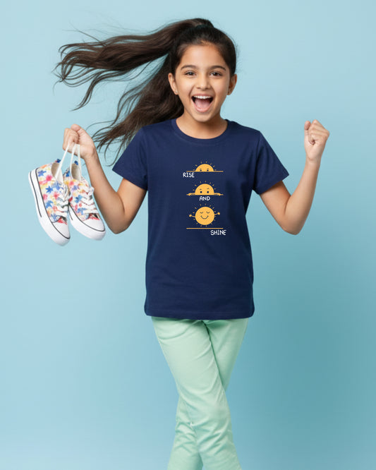 Rise And Shine – Navy Blue - Kids Unisex T-shirts