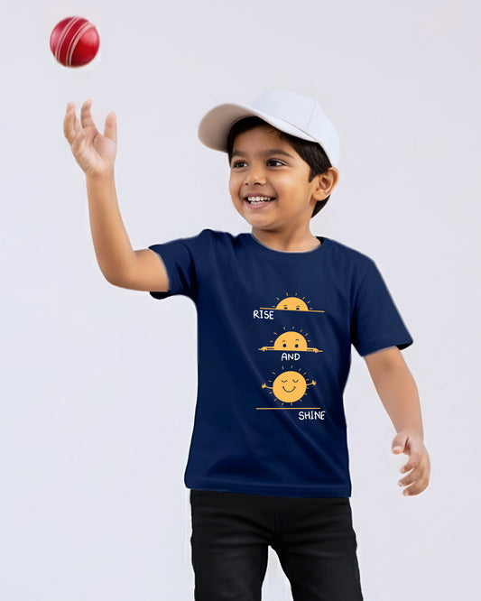 Rise And Shine – Navy Blue - Kids Unisex T-shirts