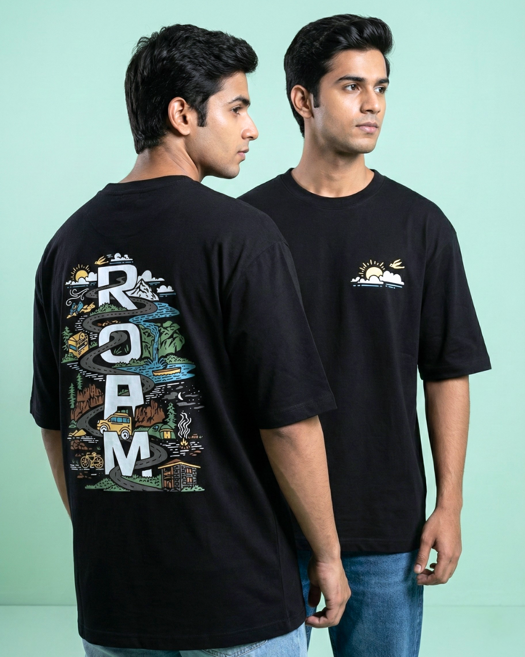ROAM - Black - Oversized Adults T-Shirt