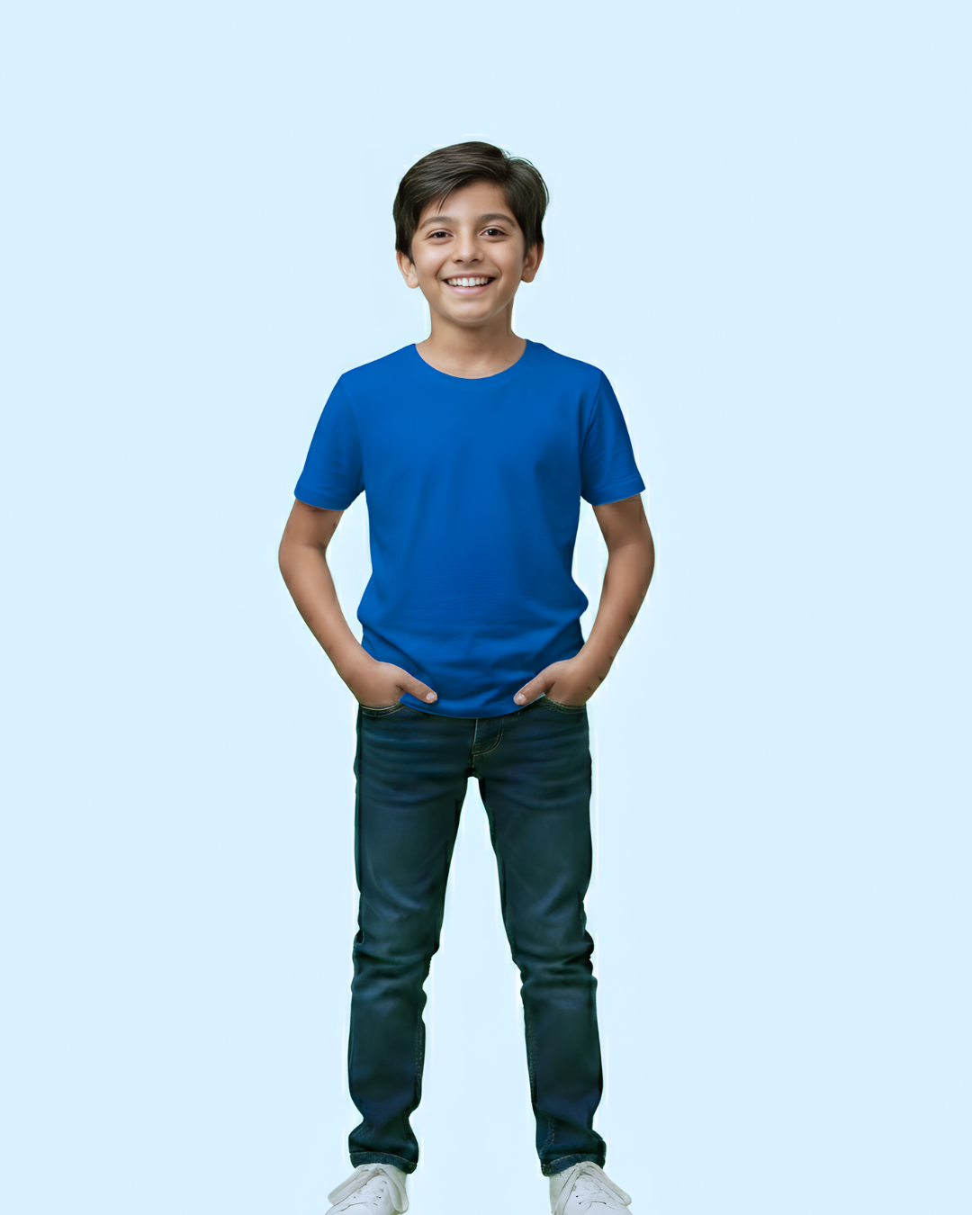 Royal Blue Half Sleeve Plain Kids T-Shirt