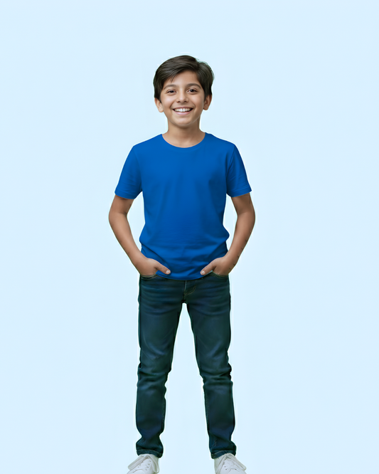 Royal Blue Half Sleeve Plain Kids T-Shirt