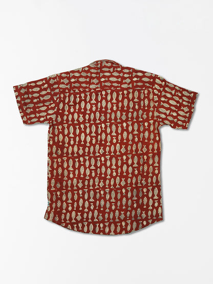 Rusty Fish - Handblock Print – Men’s Pure Cotton Regular Shirt