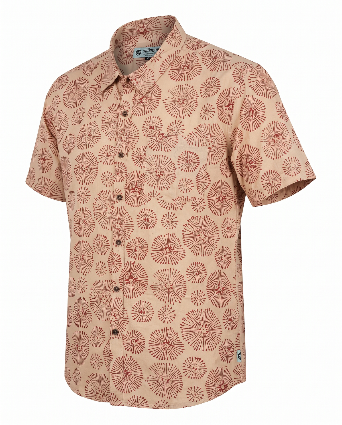 Rusty Pollens - Handblock Print - Men’s Pure Cotton Regular Shirt