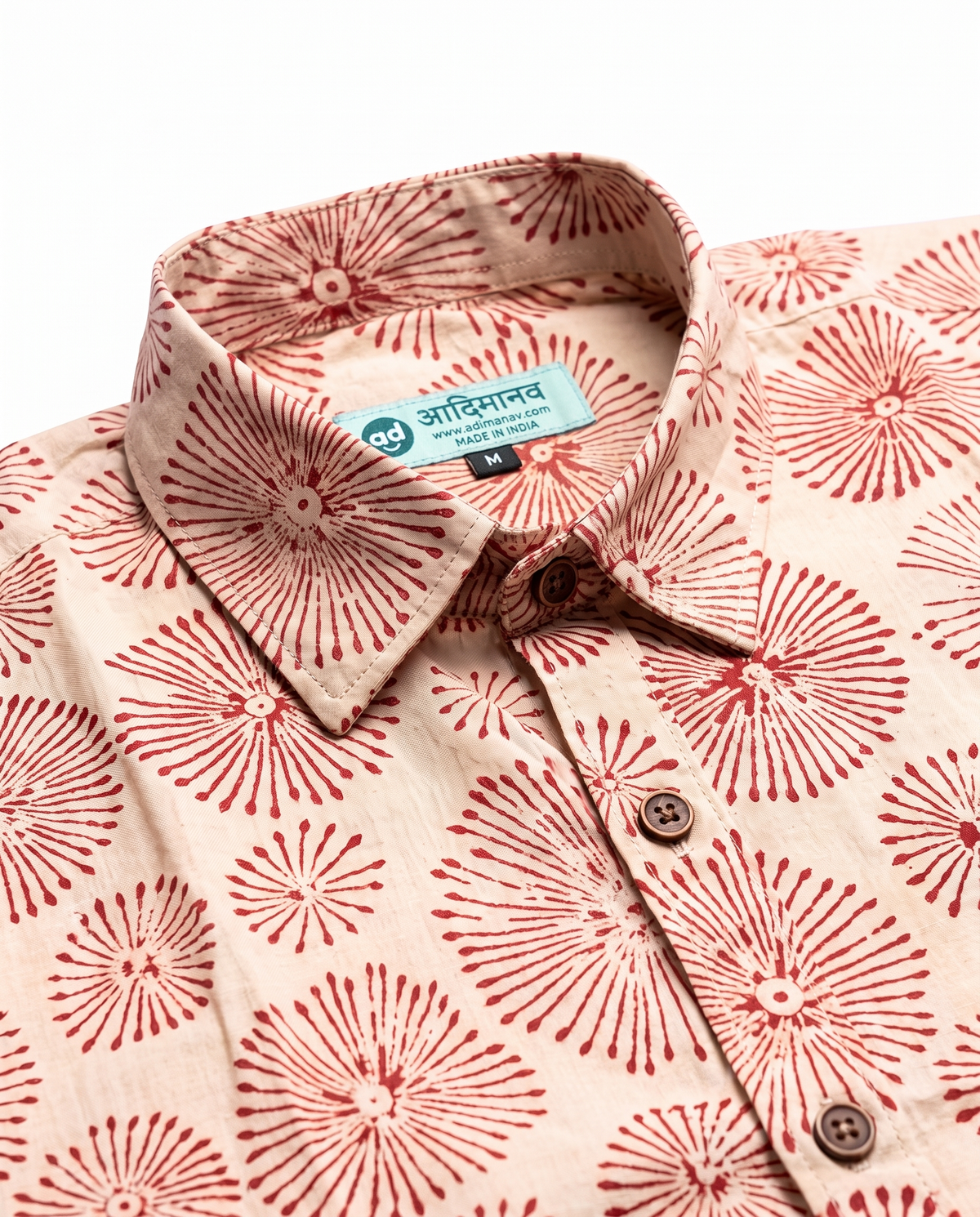 Rusty Pollens - Handblock Print - Men’s Pure Cotton Regular Shirt