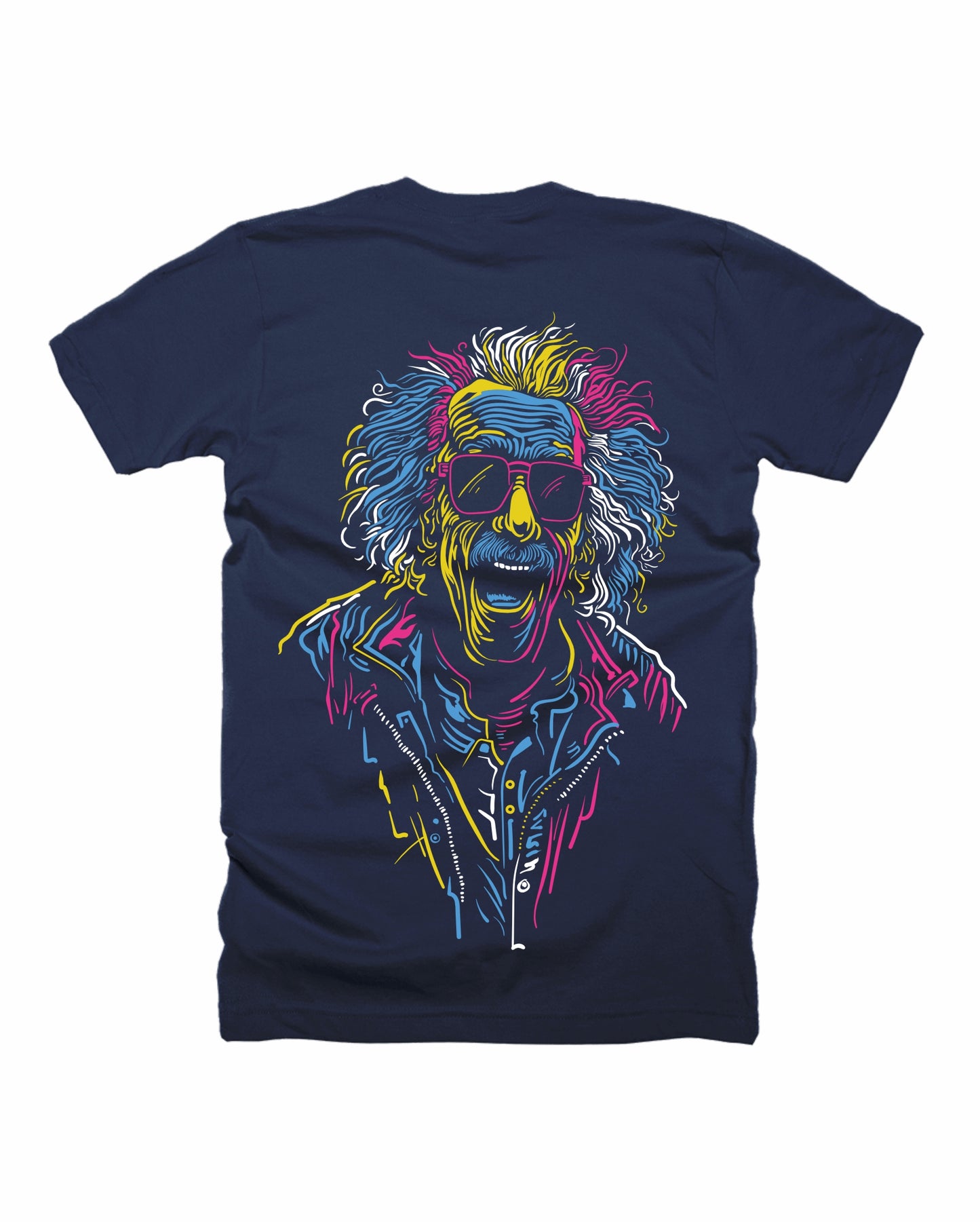 Einstein - Navy Blue - Unisex Adults T-shirt with Back Print