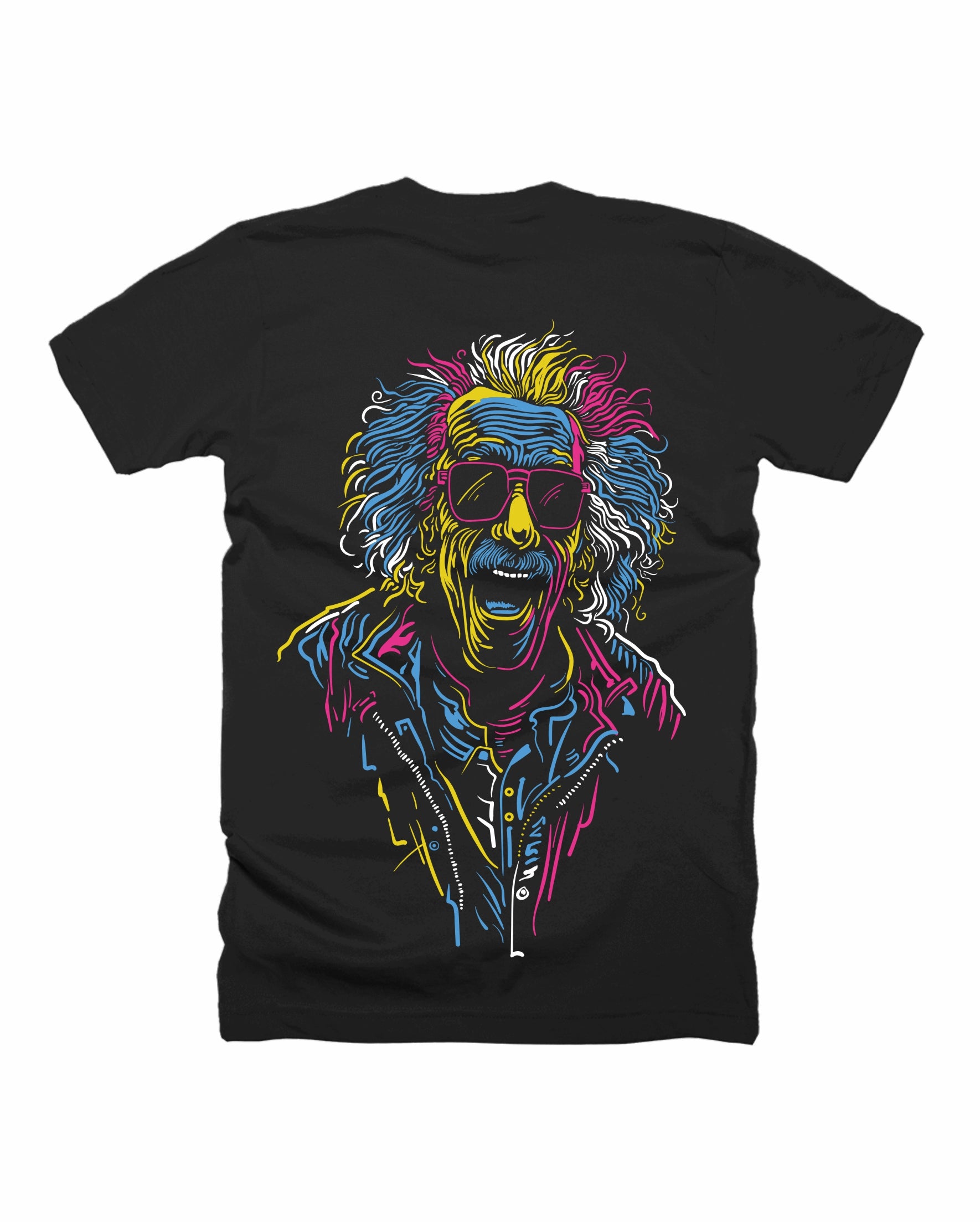Einstein - Black - Unisex Adults T-shirt with Back Print