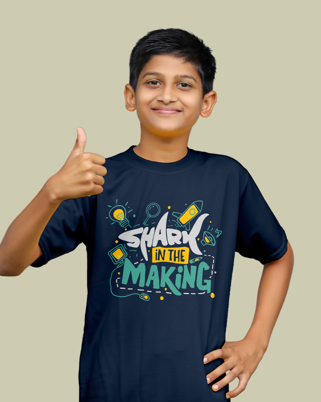 Shark In The Making - Navy Blue - Unisex Kids T-shirt