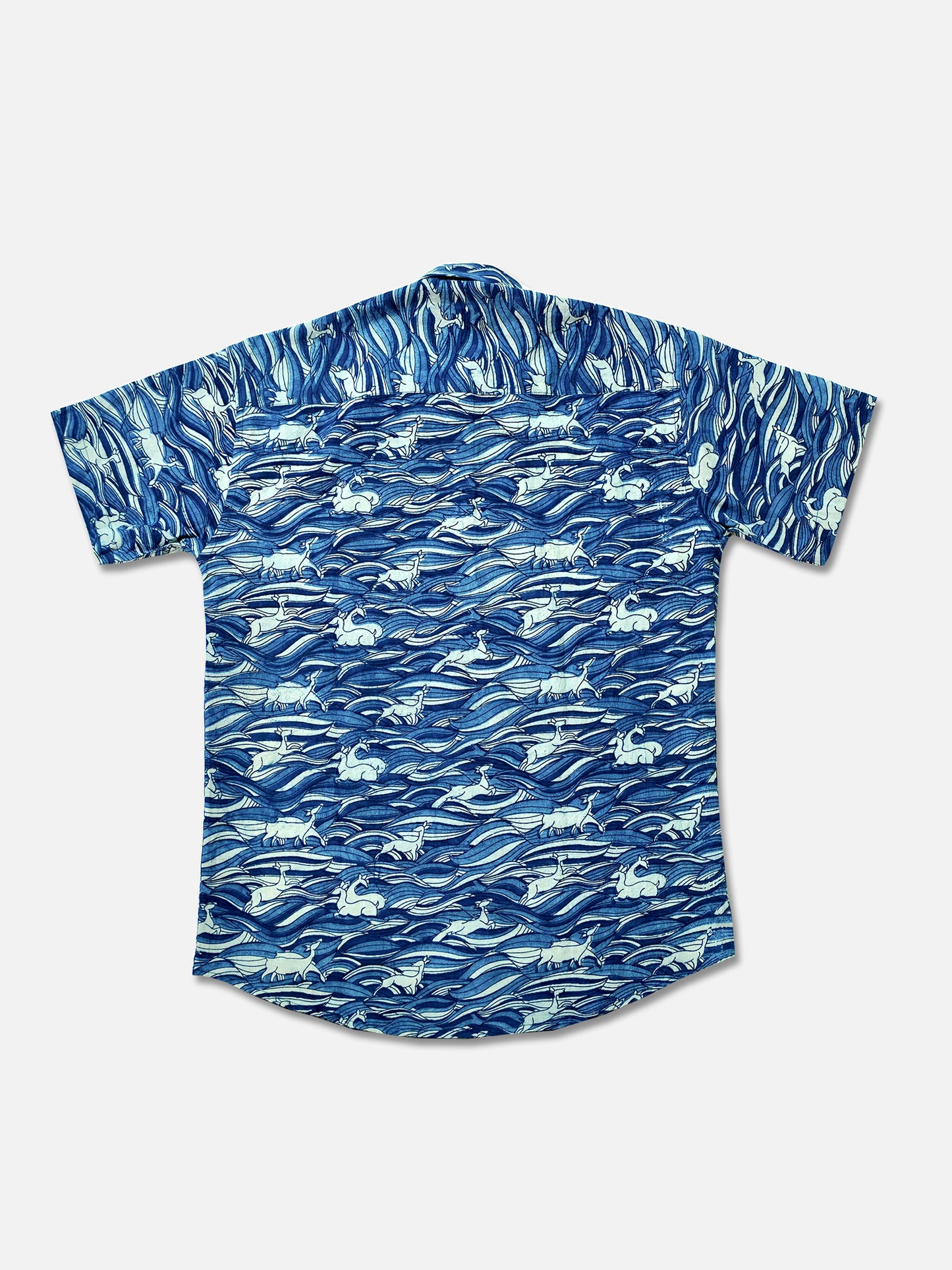 Surfing Deers - Handblock Print - Men’s Pure Cotton Regular Shirt