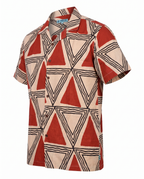 Terracotta Triangles - Handblock Print - Unisex Pure Cotton Cuban Collar Shirt