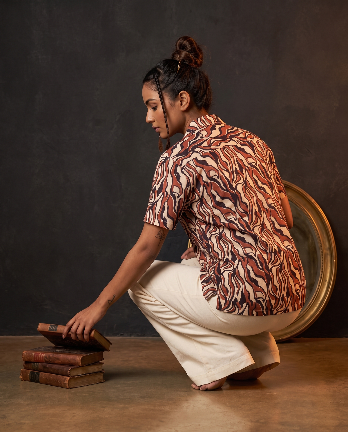The Tiger Stripe - Handblock Print - Unisex Pure Cotton Cuban Collar Shirt