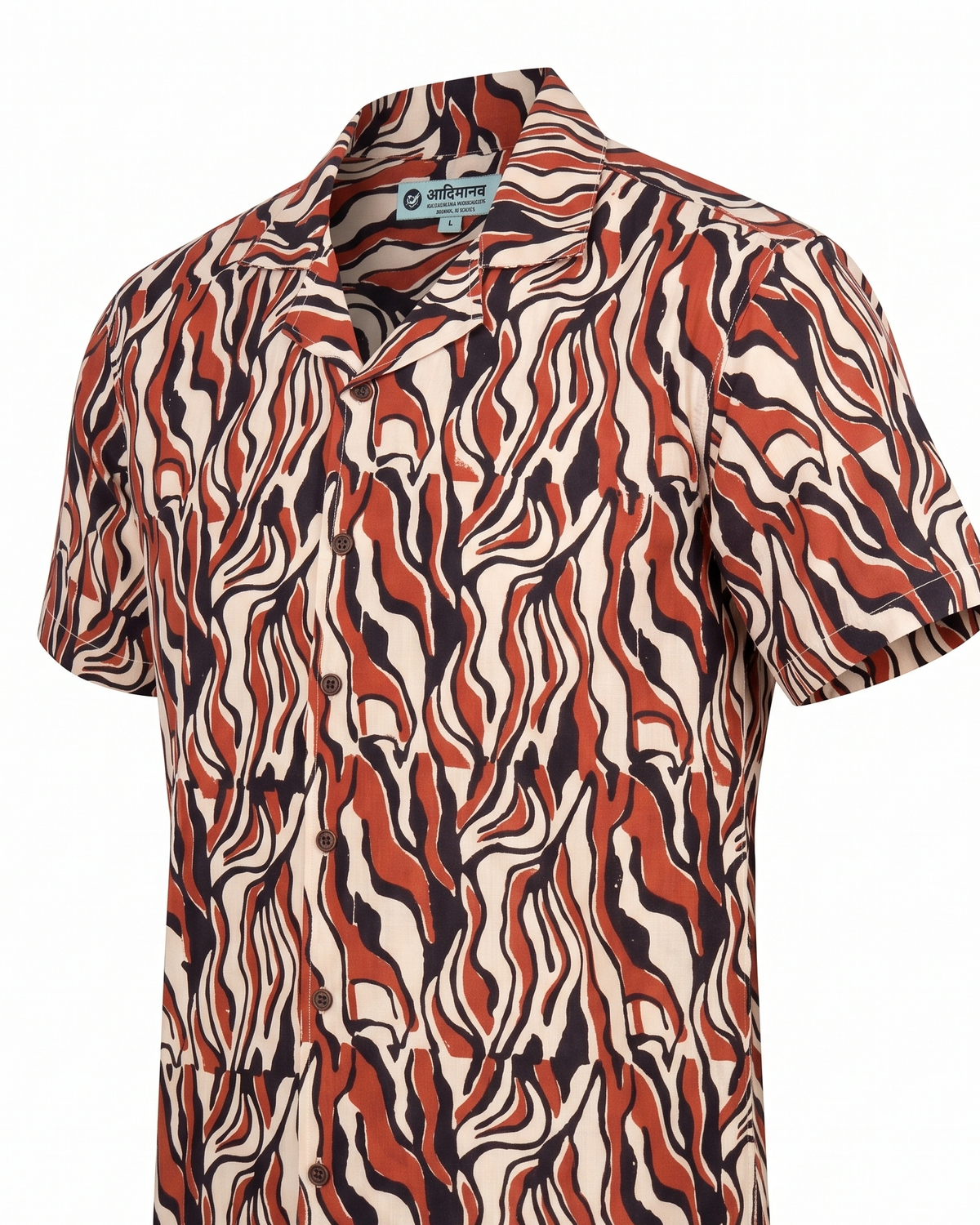 The Tiger Stripe - Handblock Print - Unisex Pure Cotton Cuban Collar Shirt