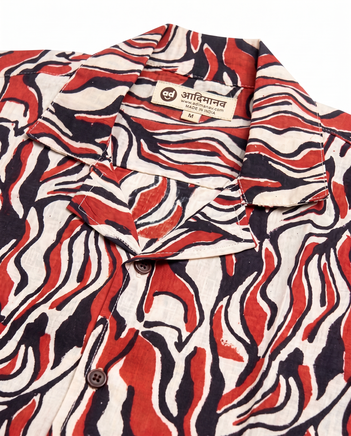 The Tiger Stripe - Handblock Print - Unisex Pure Cotton Cuban Collar Shirt