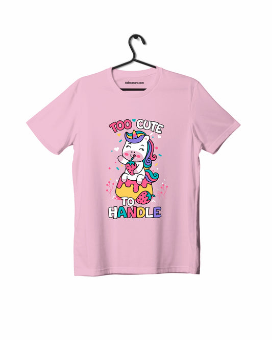 Too Cute To Handle – Pink - Kids Unisex T-shirts