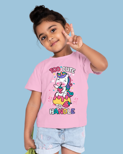 Too Cute To Handle – Pink - Kids Unisex T-shirts