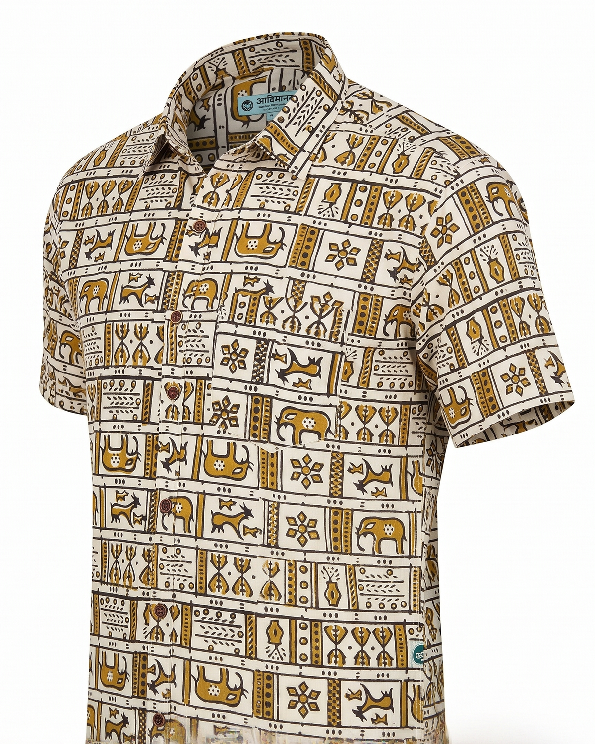 The Tribal Panel - Handblock Print - Men’s Pure Cotton Regular Shirt