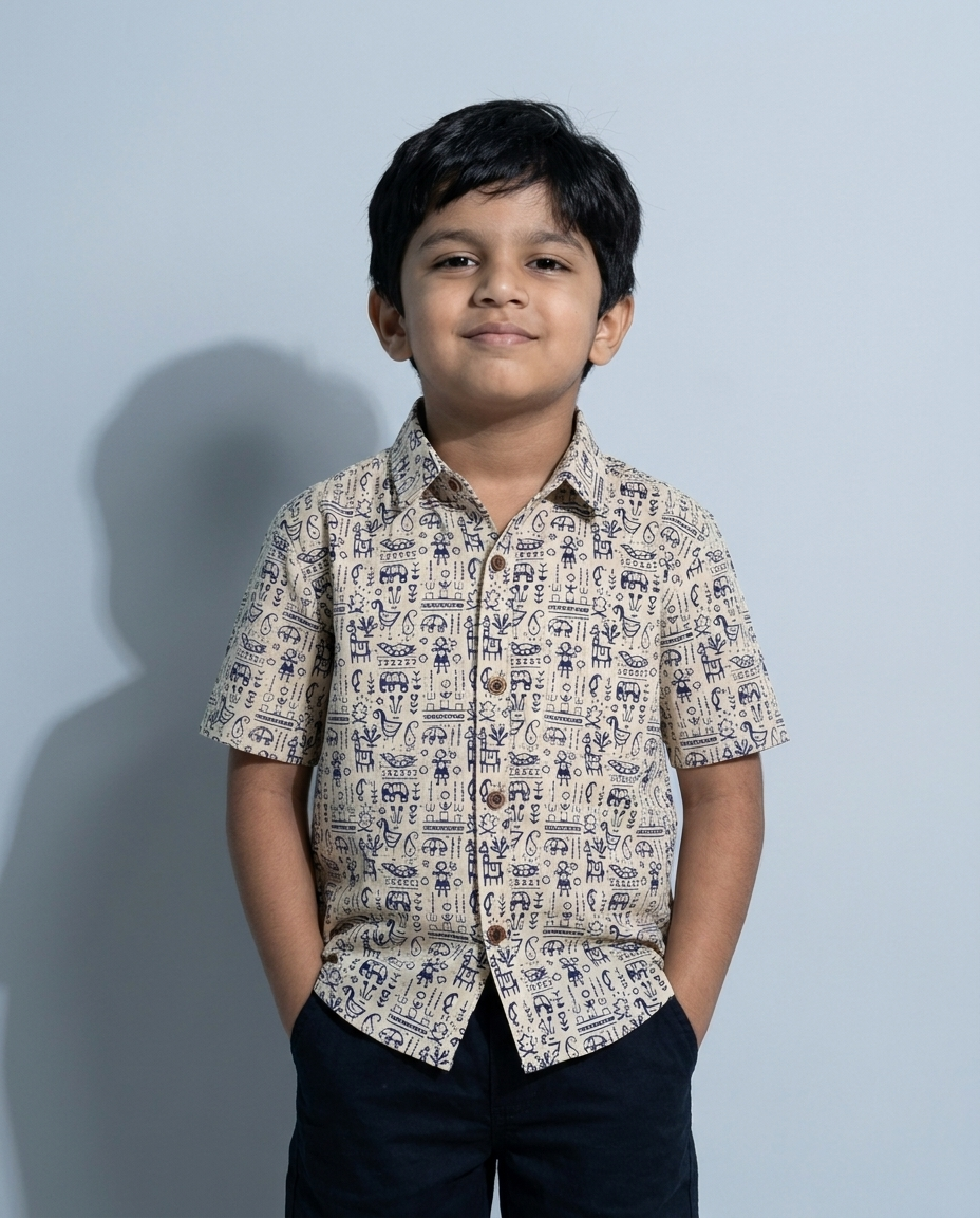 The Tribal Story - Kids Pure Cotton Printed Shirt