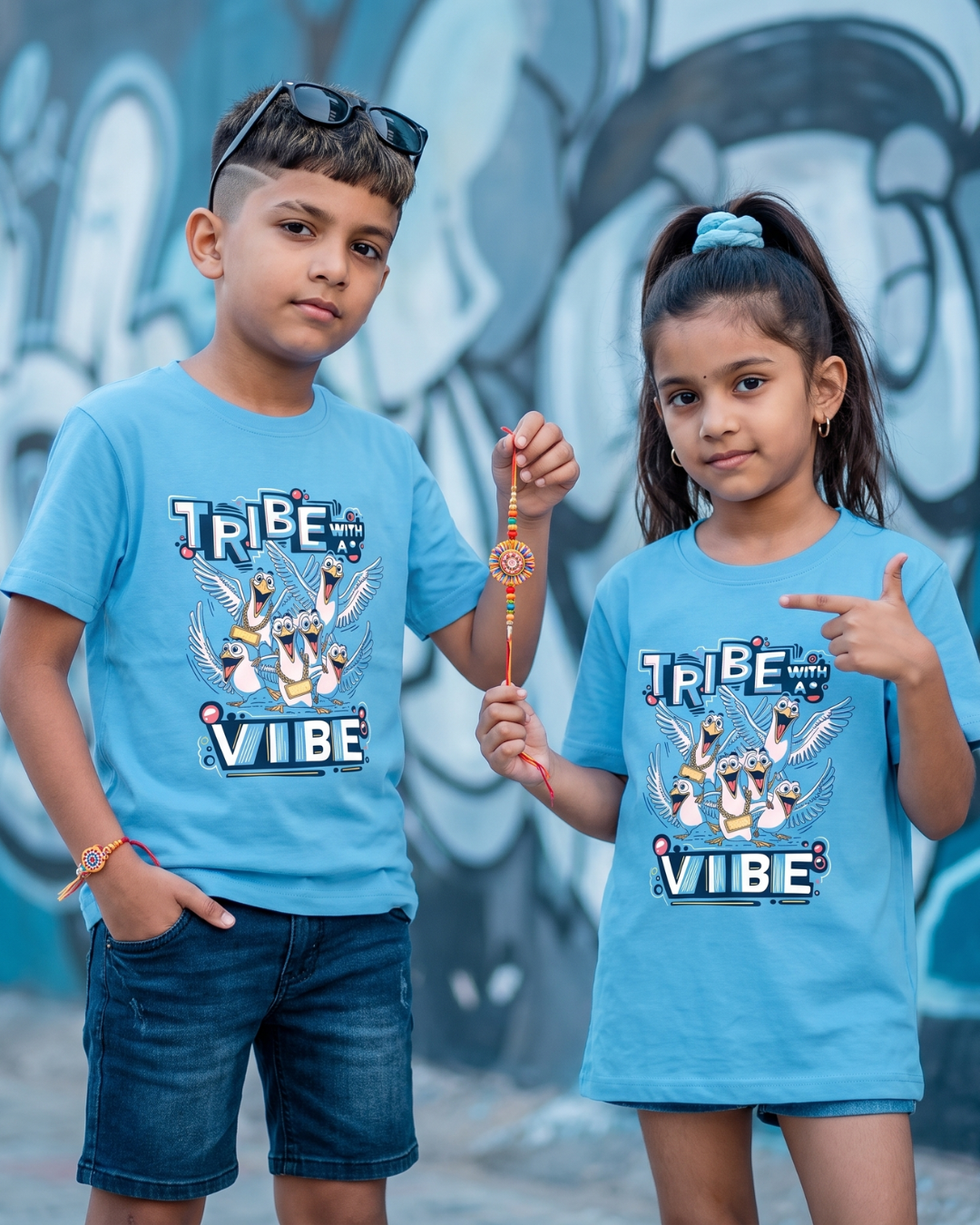 Tribe with a Vibe - Light Blue - Unisex Kids T-shirt