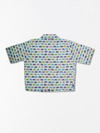 Vibrant Elephants - Sanganeri Print – Women’s Pure Cotton Crop Shirt
