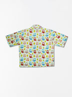 Vibrant Owls - Sanganeri Print – Women’s Pure Cotton Crop Shirt