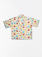 Vibrant Owls - Sanganeri Print – Women’s Pure Cotton Crop Shirt