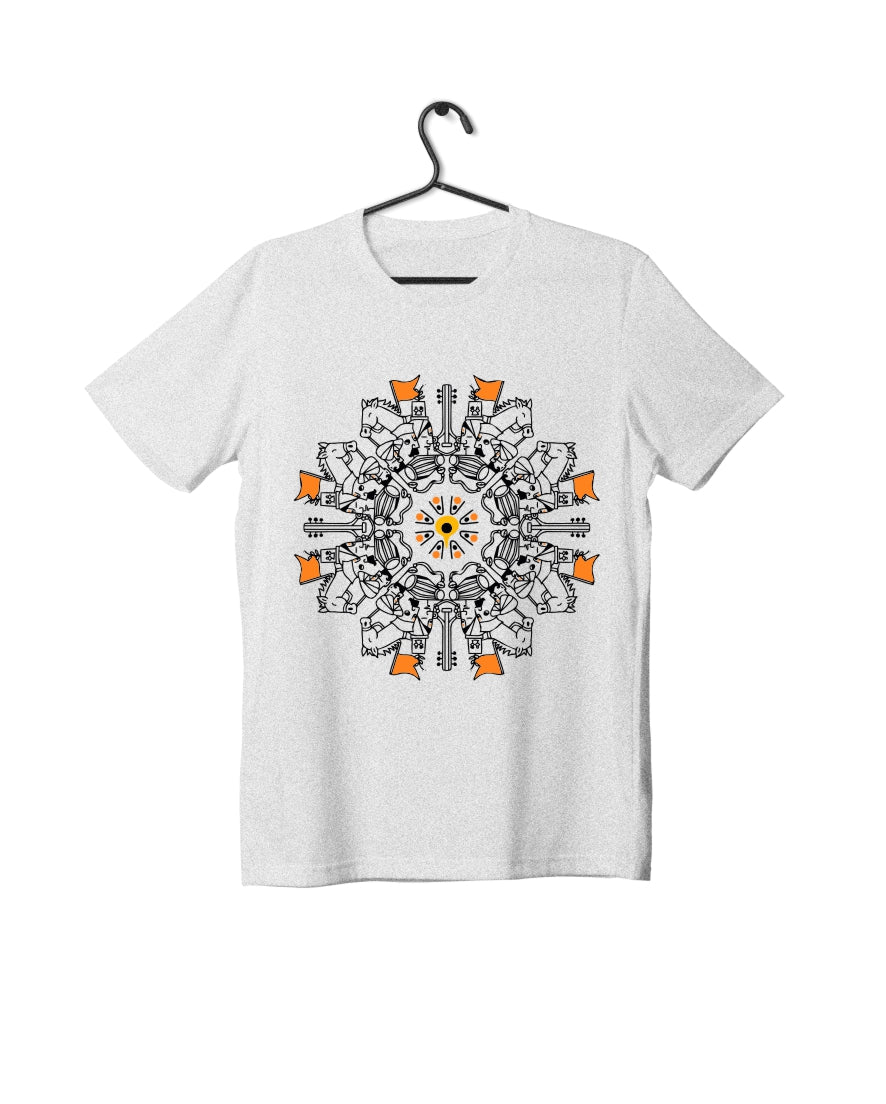 Ringan Mandala - White Melange - Unisex Kids T-shirt