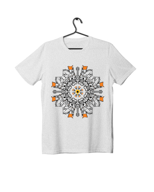 Ringan Mandala - White Melange - Unisex Kids T-shirt